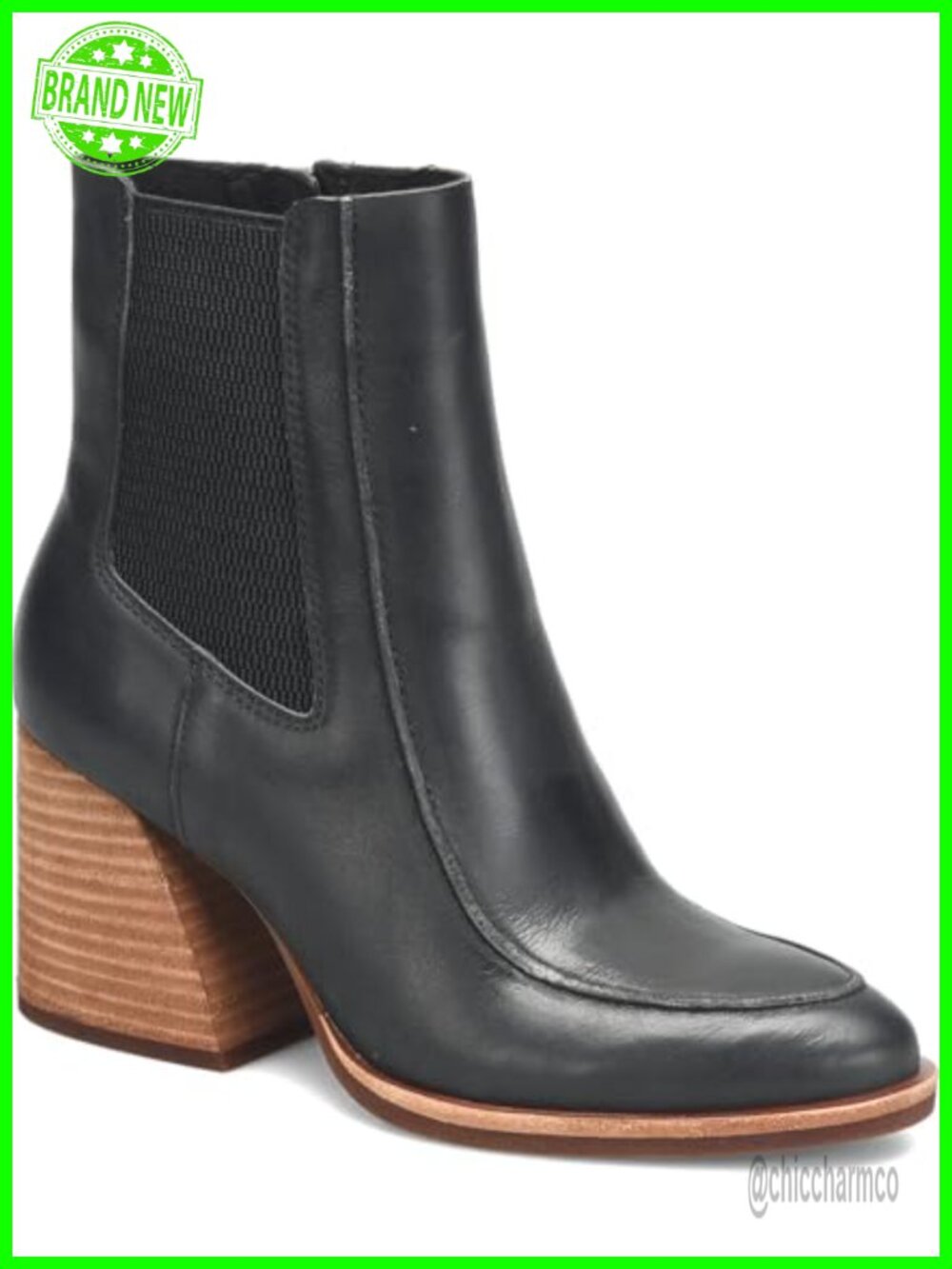 Womens Leather Moc Toe Chelsea Ankle Bootie Italian Full Grain Leather